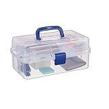 Relaxdays Transparente Plastikbox, 9 Fächer, Werkzeugbox, Nähkästchen,...