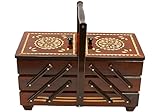 Dekohelden24 Hochwertiger Nähkasten, Nähkästchen aus Furnierholz mit 7...