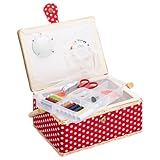 Navaris Nähkasten Nähkästchen Nähkoffer für Handarbeit - Korb mit...