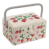 Hobby Gift Nähkästchen Mittel mit Griff - Nähkorb aus Baumwolle mit...